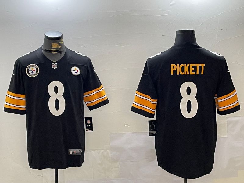 Men Pittsburgh Steelers #8 Pickett Black Second generation 2024 Nike Limited NFL Jersey style 8->pittsburgh pirates->MLB Jersey